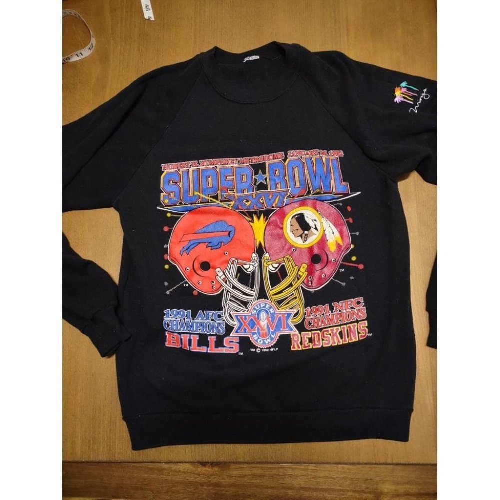 Vintage Xxvi Super Bowl Crew neck Sweater 1992  bills vs redskins